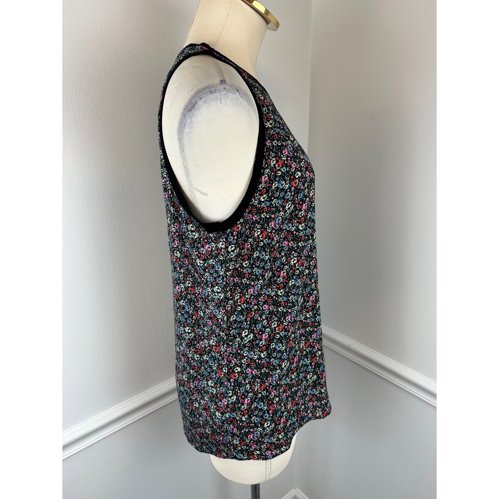 LOFT Sleeveless Black Multicolor Floral Lightweight Tank NWT Medium - Picture 5 of 9